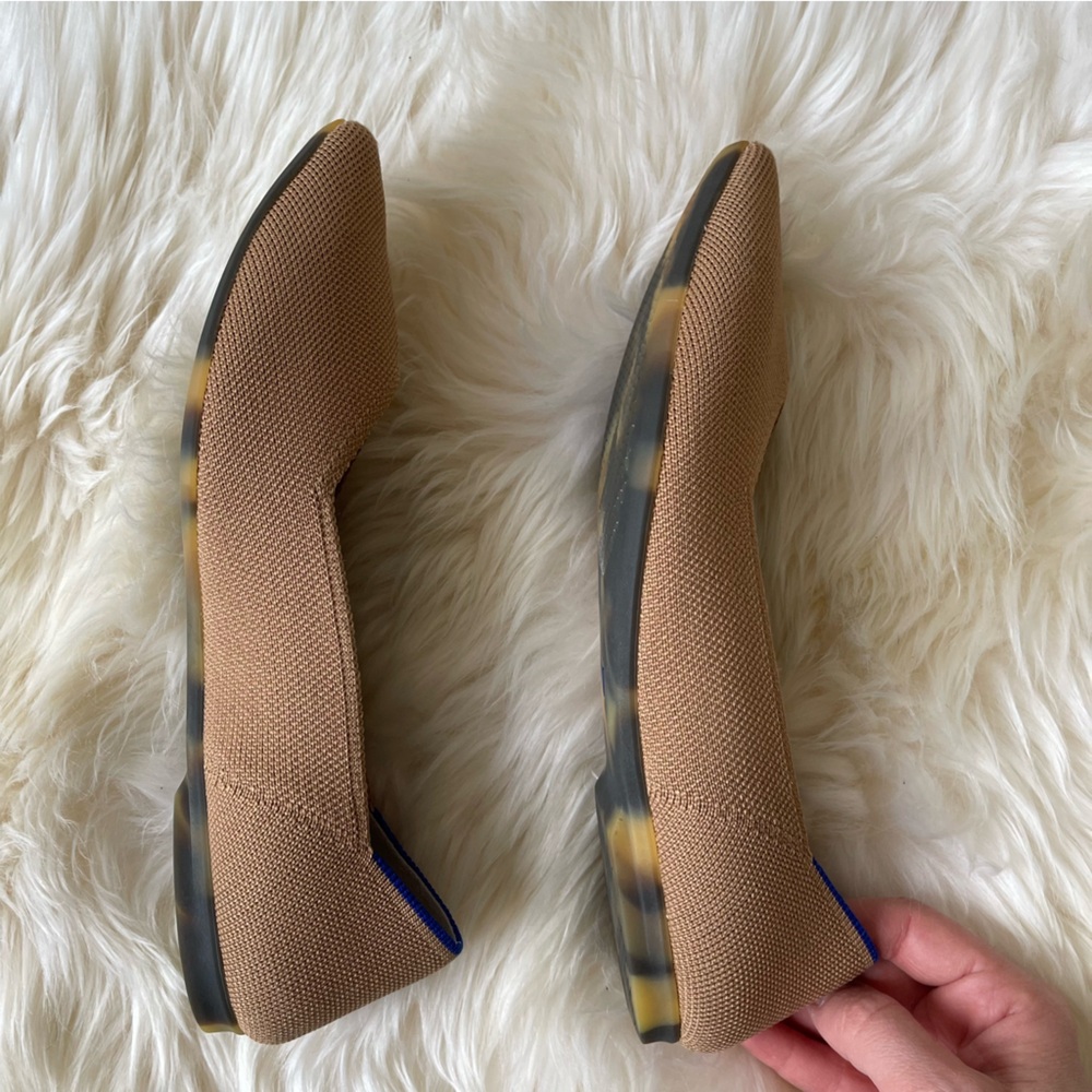 Rothy's Brown Pointed Flats with Blue Trim - Picture 8 of 11